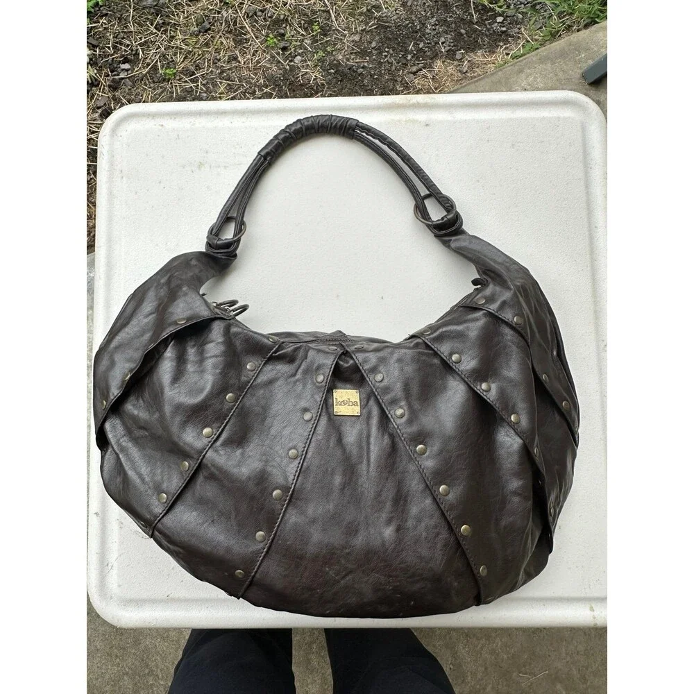 Vintage Kooba Vegan Leather Slouchy Bohemian Mombasa Aesthetic Hobo Shoulder Bag